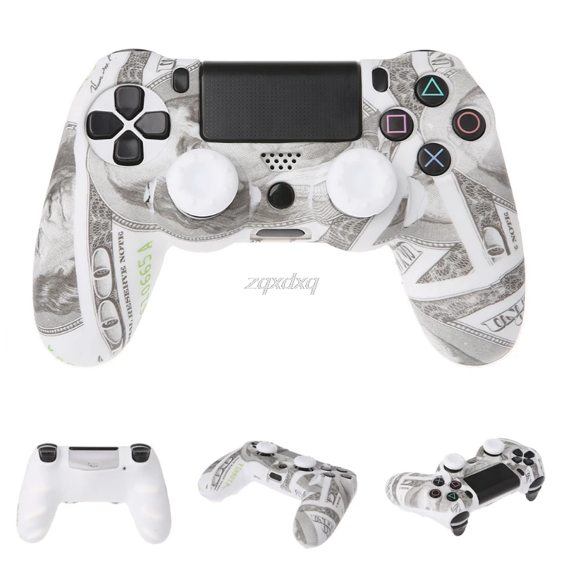 

US Dollar Pattern Silicone Gamepad Cover + 2 Joystick Caps For PS4 Controller AUG_22 Dropship