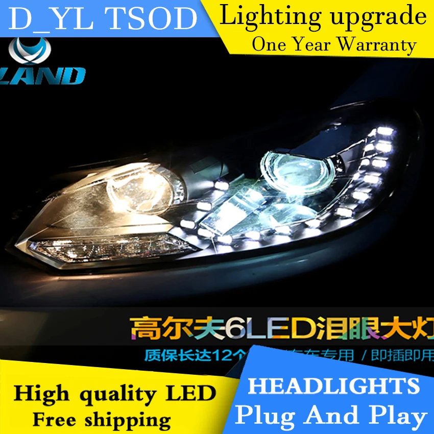 Авто. PRO 2009 2012 для vw golf MK6 фары автомобиля Стайлинг 6 DRL LED tear eyes bi xenon объектив