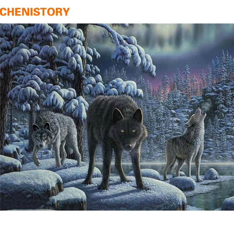 

CHENISTORY Wolf Animals DIY Painting By Numbers Kit Coloring Painting By Numbers Acrylic Paint On Canvas For Living Room Artwork