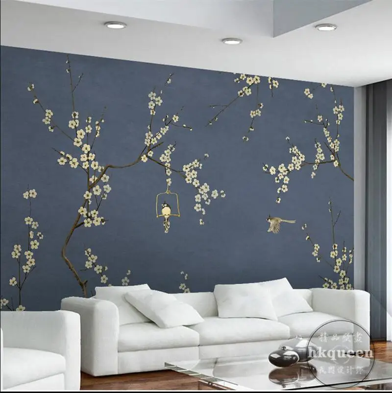 Télécharger gratuitement Images Style Chinois Lavage Peinture Bleu Fonce Fond Wintersweet Fleurs dernière par