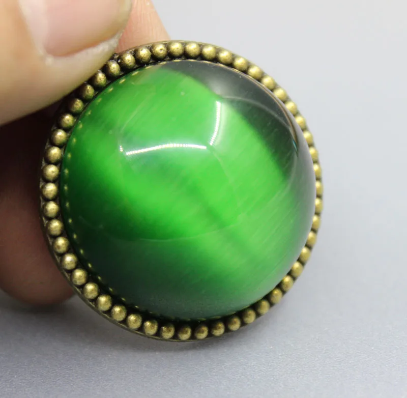 Natural handmade light green round bird cat eye pendant Women men's