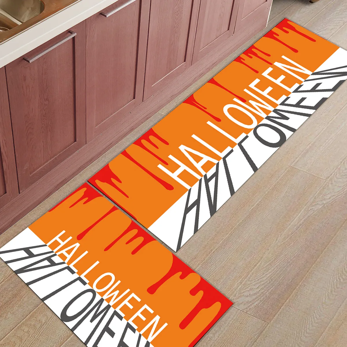 

2 Piece Kitchen Mats and Rugs Set Modern Halloween Blood Home Deocr Non Skid Area Runner Doormats Carpet