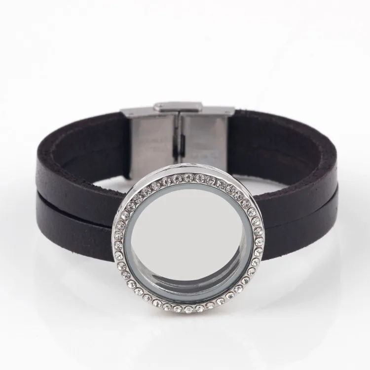30mm Floating Locket Charm Bracelet For Women Men Gl Living 30mm Floating Locket Charm Bracelet For Women Men Gl Living Memory Pendant Leather Bangles In Bracelets From Jewelry