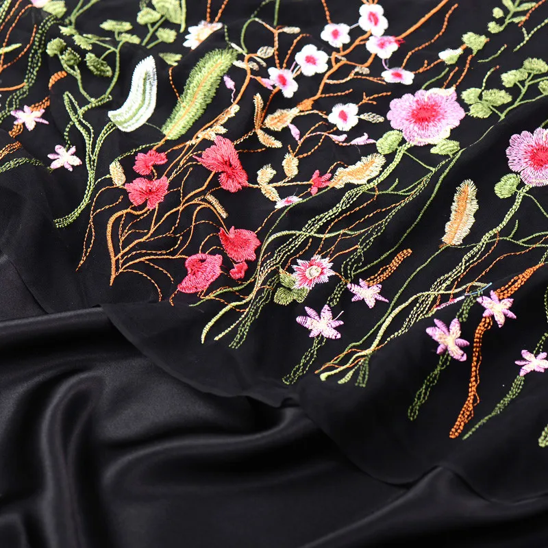 Высококачественная шелковая вышитая ткань 5 цветов большая для одежды на заказ
