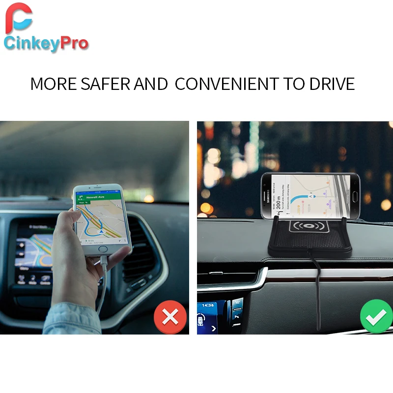 CinkeyPro Беспроводной автомобиля Зарядное устройство для iPhone 8 10 X samsung S6 S7 S8 автомобиля-Зарядное устройство Держатель зарядки стенд подставка для мобильного телефона