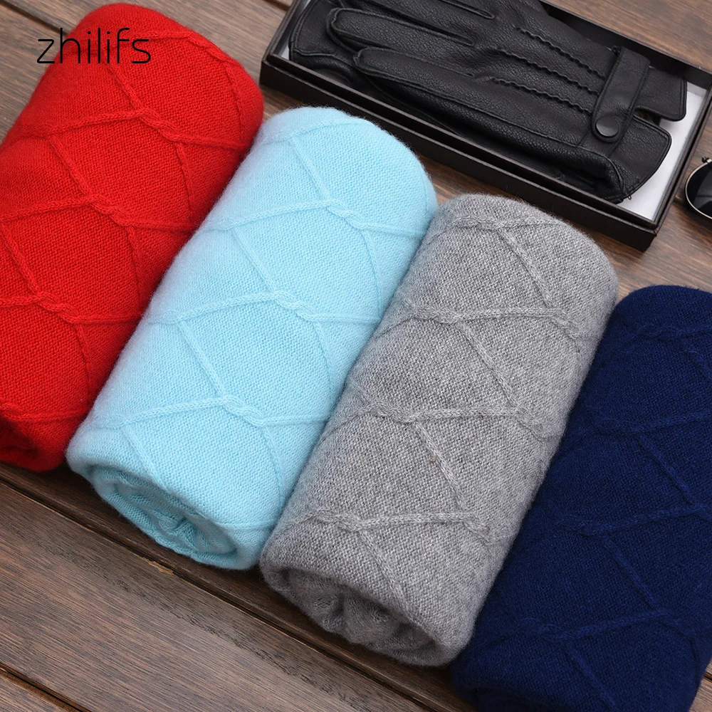 Zhilifs pure cashmere sweater male O-neck long sleeve cashmere Solid Business casual Winter men's clothing Blue Red Grey
