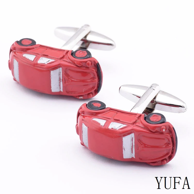 Best Free shipping New Arrival Brass Shirts Mens Button Up Red Car Make Custom Novelty Cufflinks