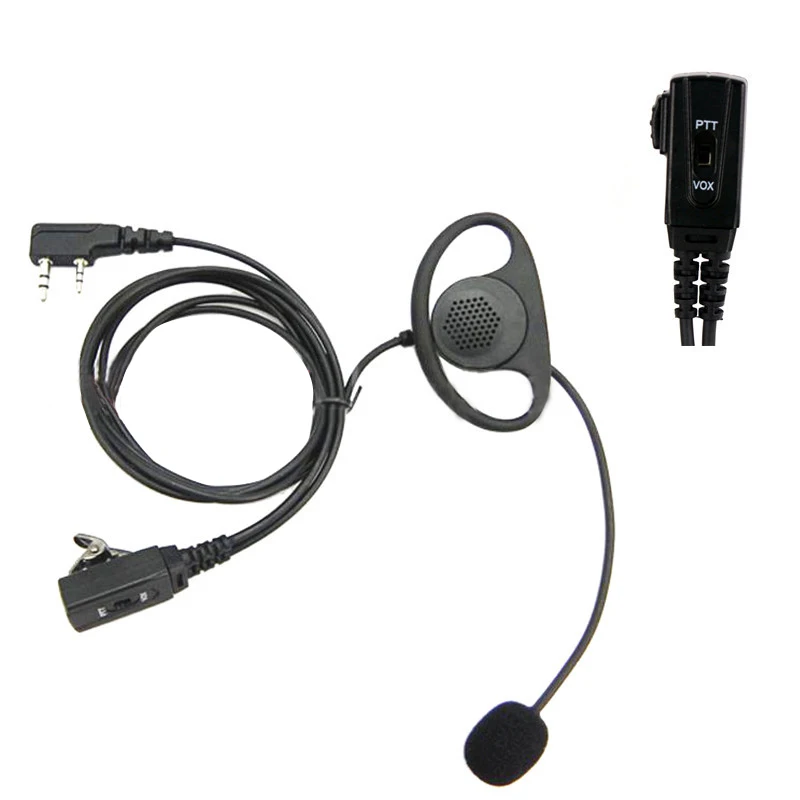 2 контактный D Форма Заушник гарнитура с пальцем PTT Mic для Kenwood BaoFeng UV-5R UV-82 HPGT-3TP BF-888S BF-F8 PX-888K TYT