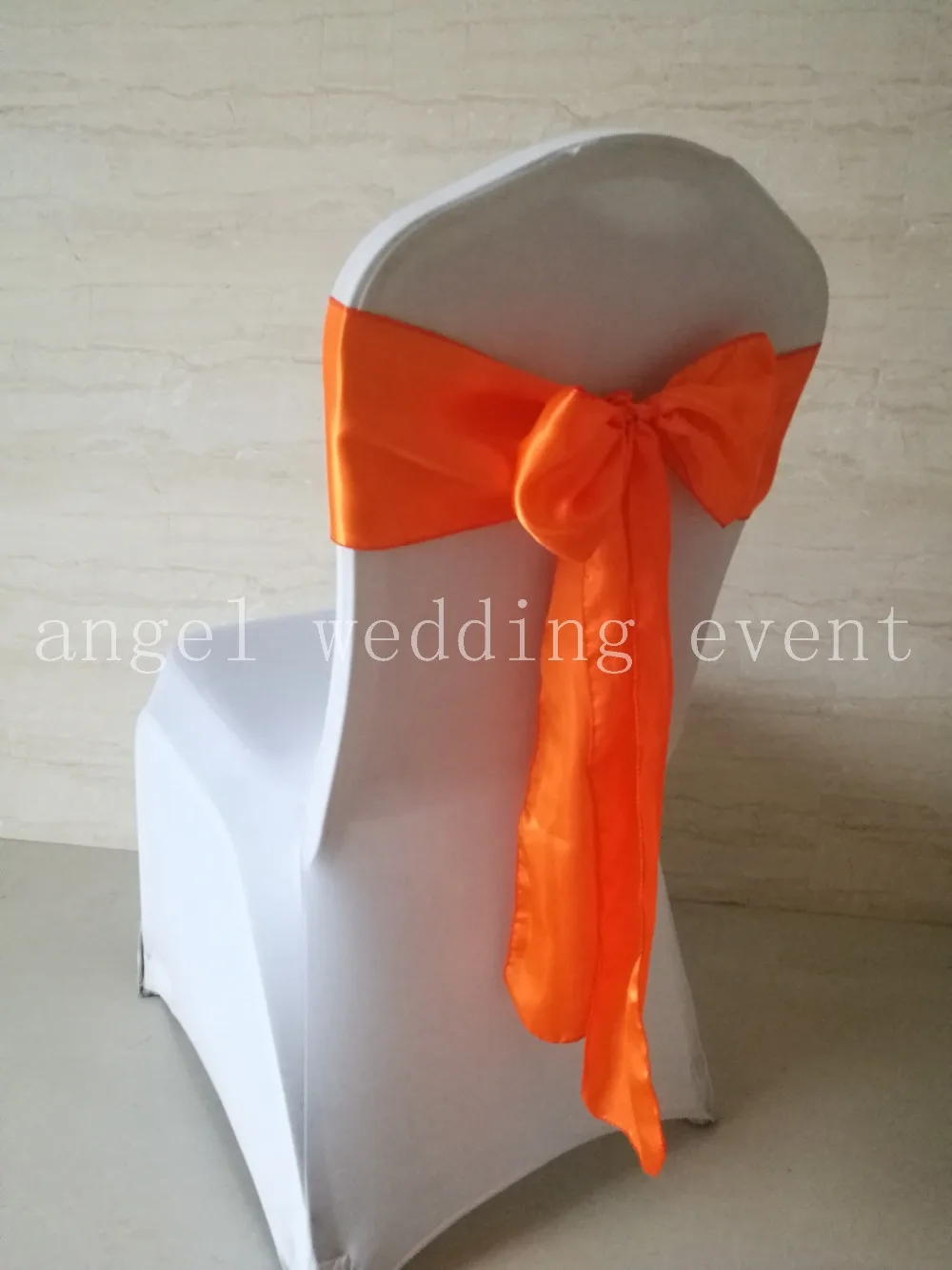 Wholesale 100pcs Orange Satin Chair Sashes Bows Ribbon 15cmX275cm