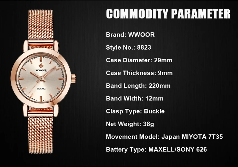 Gold Watch Women 2019 Top Luxury Brand WWOOR Stainless Steel Watches Women Fashion Bracelet Wristwatch Clock Reloj Mujer 2019 (1)