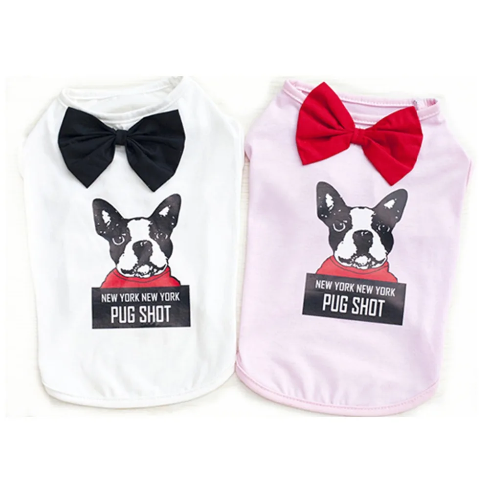 E35 New Summer Dog Vests with Bow tie Pet Dog Vest Coat Clothes Puppy