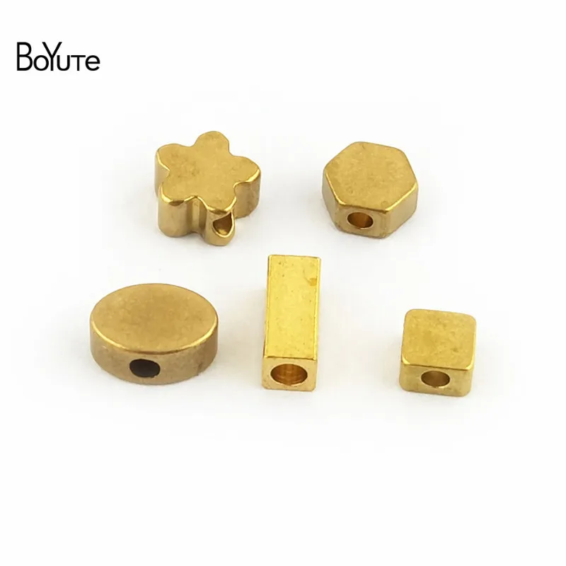 BoYuTe 100Pcs Metal Brass Geometric Squre Oval Star Beads Diy Hand Made Spacer Beads Jewelry Making (4)