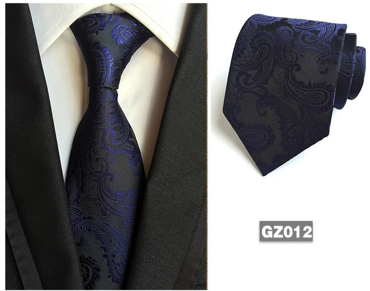 Классический шелковый галстук с узором пейсли, красный, белый, черный, 8,5 см., галстук для мужчин, деловые, свадебные галстуки, галстук, подарок, жаккардовый переплетенный галстук - Цвет: A12