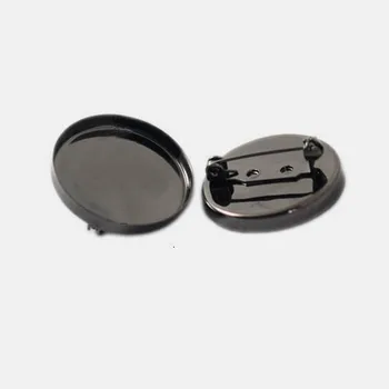 

Metal Brooch Base Round Deep Wall Bezel Cups Pins Back Brooches Settings Cabochons Findings Gunmetal Black tone Plated Metal