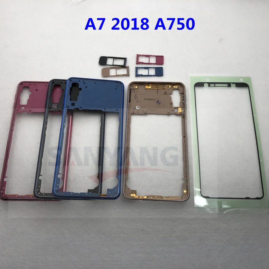Для Samsung Galaxy A7 2018 сменная часть с рамкой средней пластины A750F A750 + наклейка средняя
