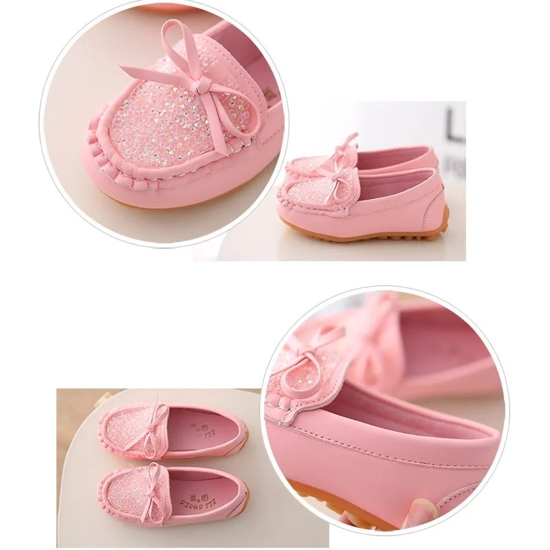 NANCY TINO New Childrens Single Shoes Flat Candy Bowknot Peas Shoes Girls Princess Shoes Baby Shoes