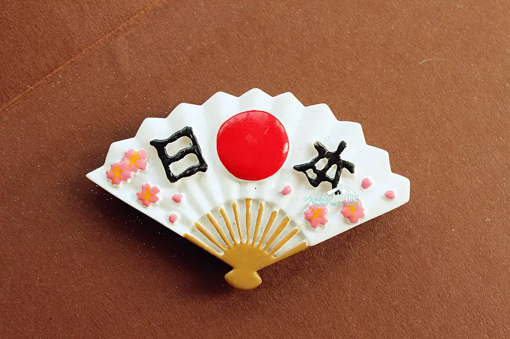 

Japan Sakura Tourist Travel Souvenir Fan Shaped 3D Resin Fridge Magnet Craft