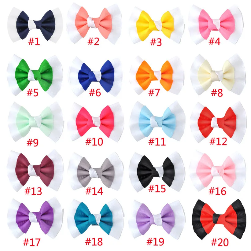MengNa 3 &quotдевушки Grosgrain ленты волос бант с зажимами два цвета Hairbow Дети шпильки