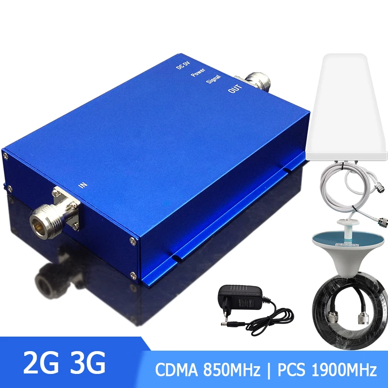 

Band3 Band5 Amplifier Cellular Signal Booster Dual Band CDMA 850Mhz PCS 1900Mhz 2G 3G With Antenna 65dB Set -