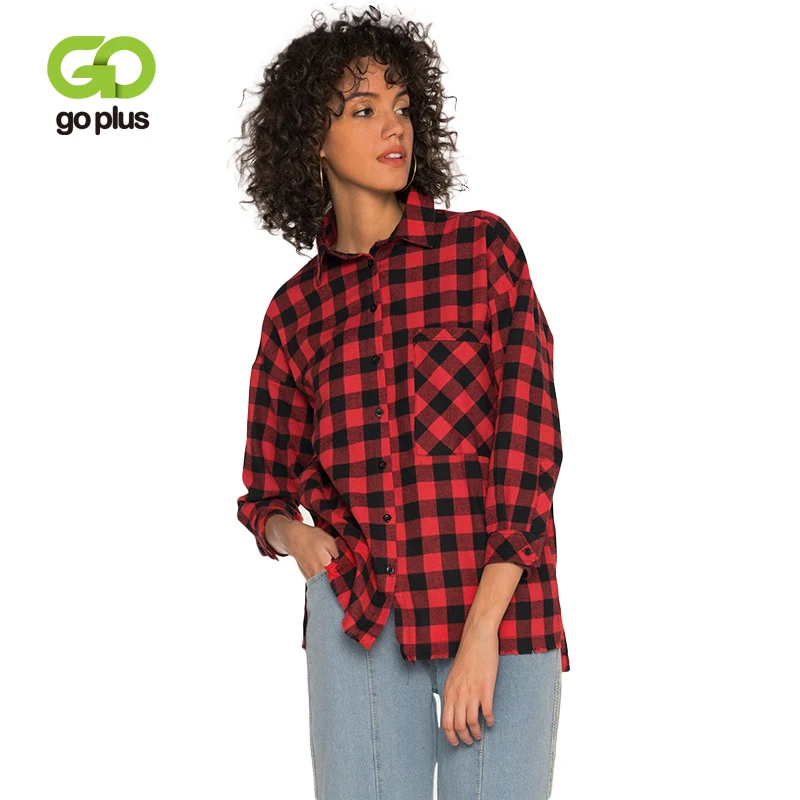 GOPLUS 2019 Весенняя мода клетчатая блузка для женщин три четверти рукав карманы кисточкой рубашки в уличном стиле повседневное Blusas женский топ купить на AliExpress