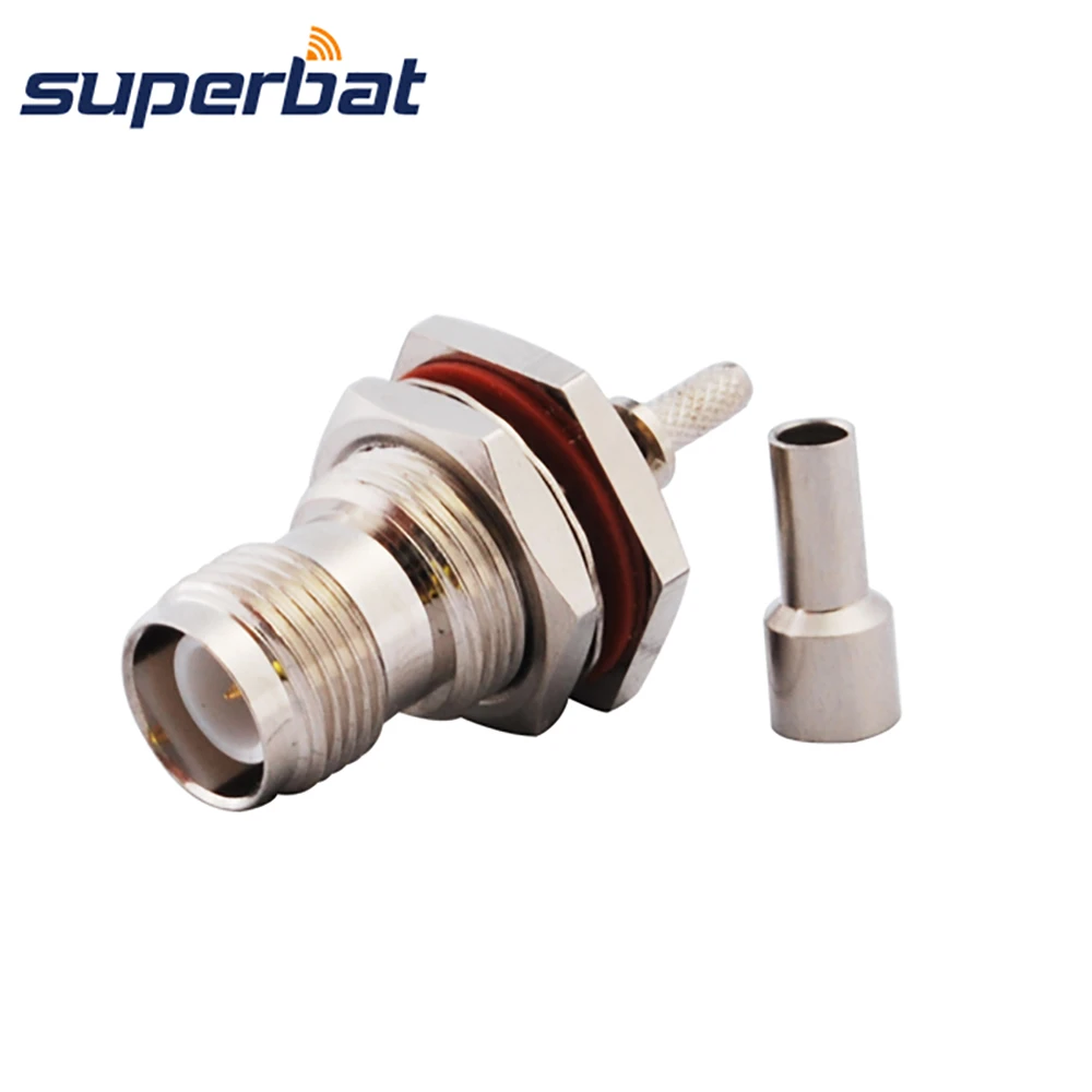 Superbat RP-TNC Crimp Female/Male Pin Bulkhead with O-Ring RF Coaxial Connector for Cables RG174 RG178 RG316 LMR100 1.13mm 1.37m