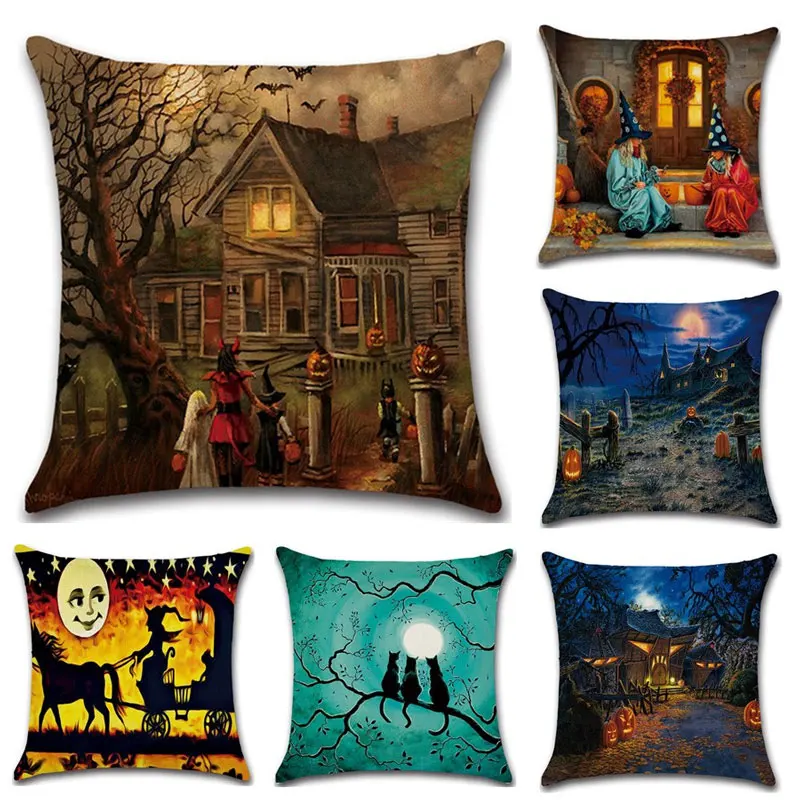 

2019 Happy Halloween Decoration Seat Chair Vintage Cushion Cover Classic Gothic Dark Style Sofa Pillow Cases for Car