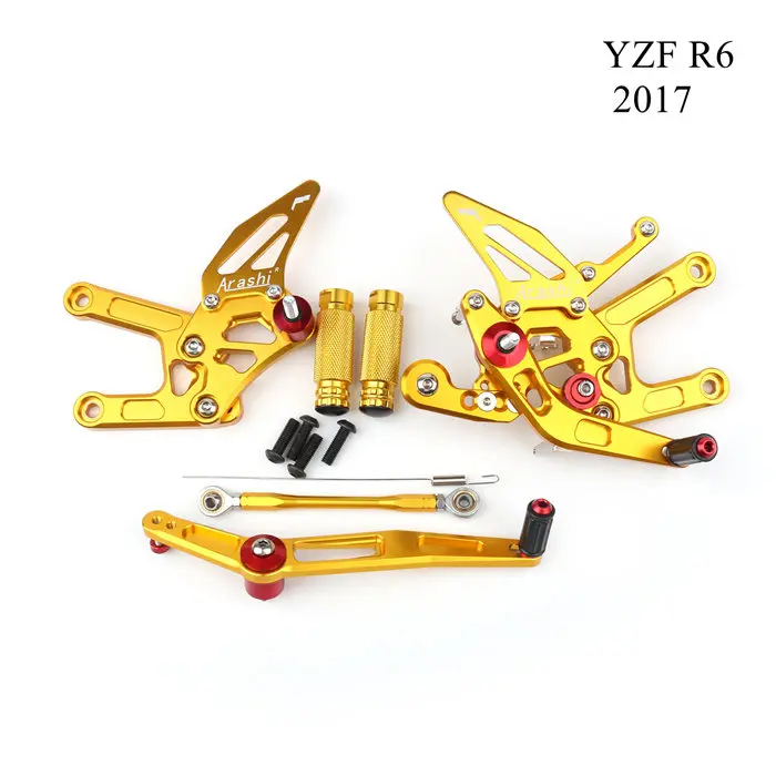 Artudatech Adjustable Rearset Footpegs Pedals For Yamaha YZF R6 2003-2005 2006-2011 R6 Accessories - Цвет: 2017 Gold