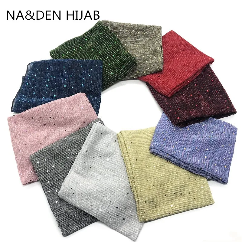 

NEW plain glitter hijab shimmer shawls sparkling hot small circle sequins women scarf muslim head solid wraps 10pcs fast ship