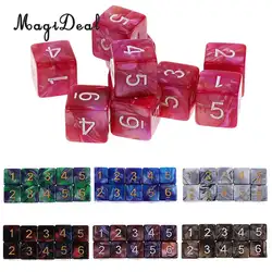 MagiDeal 10 шт. акриловые 6-сторонней D6 многогранные Dice для вечерние клуб настольные игры D & D MTG RPG образования школьные принадлежности игрушки 16