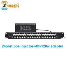 24 порт PoE инжектор poe инжектор панель для камеры видеонаблюдения с 48 в 120 Вт адаптер питания
