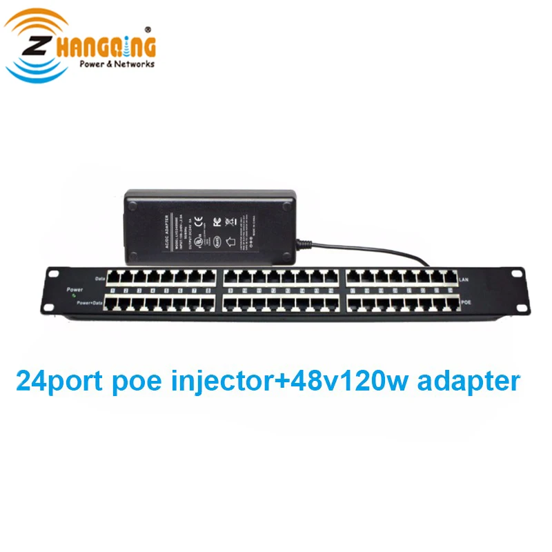

24 Port PoE Injector PoE Midspan For CCTV Camera And 48V 120W Power Adapter