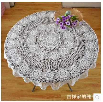 

[130cm ] home decoration round table cloth trade garden European style hollow cotton table clothswhite