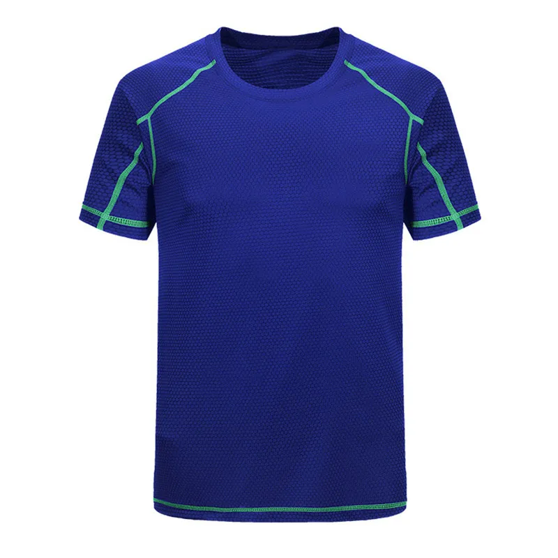 Уличная Мужская быстросохнущая Спортивная футболка с коротким рукавом и круглым воротником, футболки для бега, Походов, Кемпинга, топы для рыбалки - Цвет: Blue