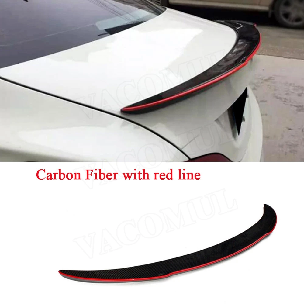 Carbon With Red Line Для Benz CLA AMG W117 спойлер с красной линией для Mercedes-Benz CLA Class CLA180 200 CLA45 2013-19 Задняя накладка на багажник отделка крылья - Цвет: Carbon With Red Line