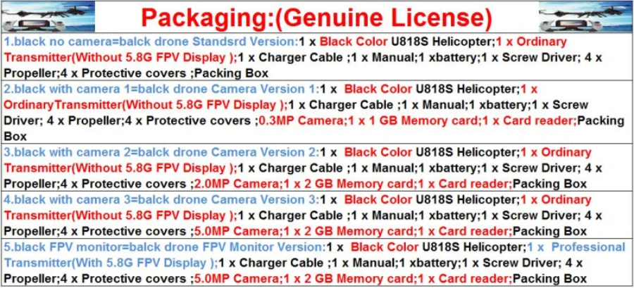 Professional RC Helicopter Quadcopter U818S RC drone 2.4G 4CH 6 Aixs FPV real-time transmission With 5.0 MP HD Camera VS X8W Professional RC Helicopter Quadcopter U818S RC drone 2.4G 4CH 6 Aixs FPV real-time transmission With 5.0 MP HD Camera VS X8W