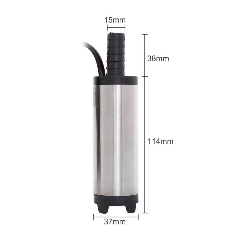 DC 12V Stainless Steel Auto Car Electric Submersible Pump Fuel Water Oil Barrel Pump Tool with 2 Alligator Clips