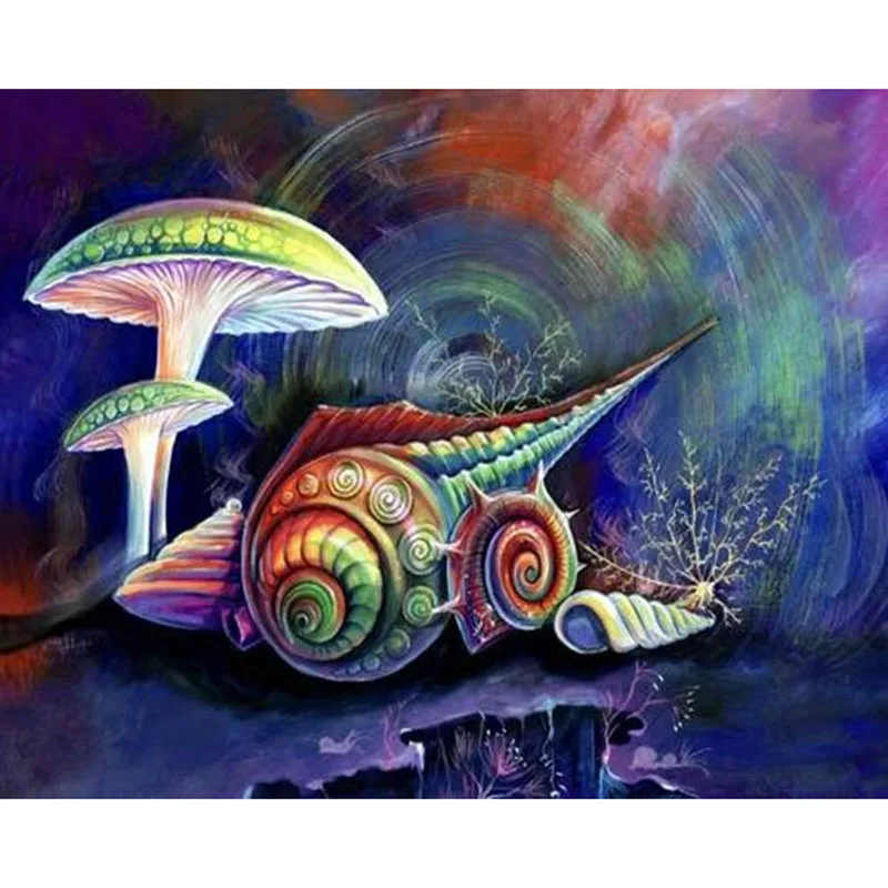 5D DIY Diamond Embroidery Abstract Series Landscape Conch mushroom