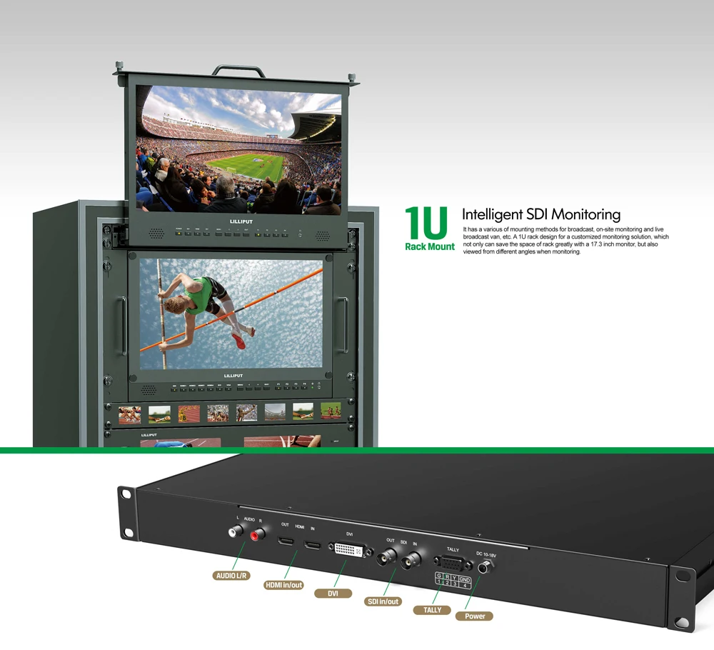 Lilliput RM-1730S 17," SDI и HDMI перекрестная Конвертация вещательного директора монитор Full HD 1920*1080 ips 1RU монитор для монтажа в стойку