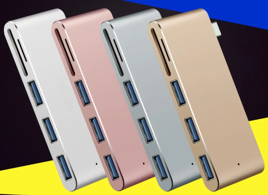 High Speed 5  In 1  USB C TYPE C TO 3*USB 3.0 +SD micro mini TF Card Reader For Macbook Pro Laptop Computer Mobile phone