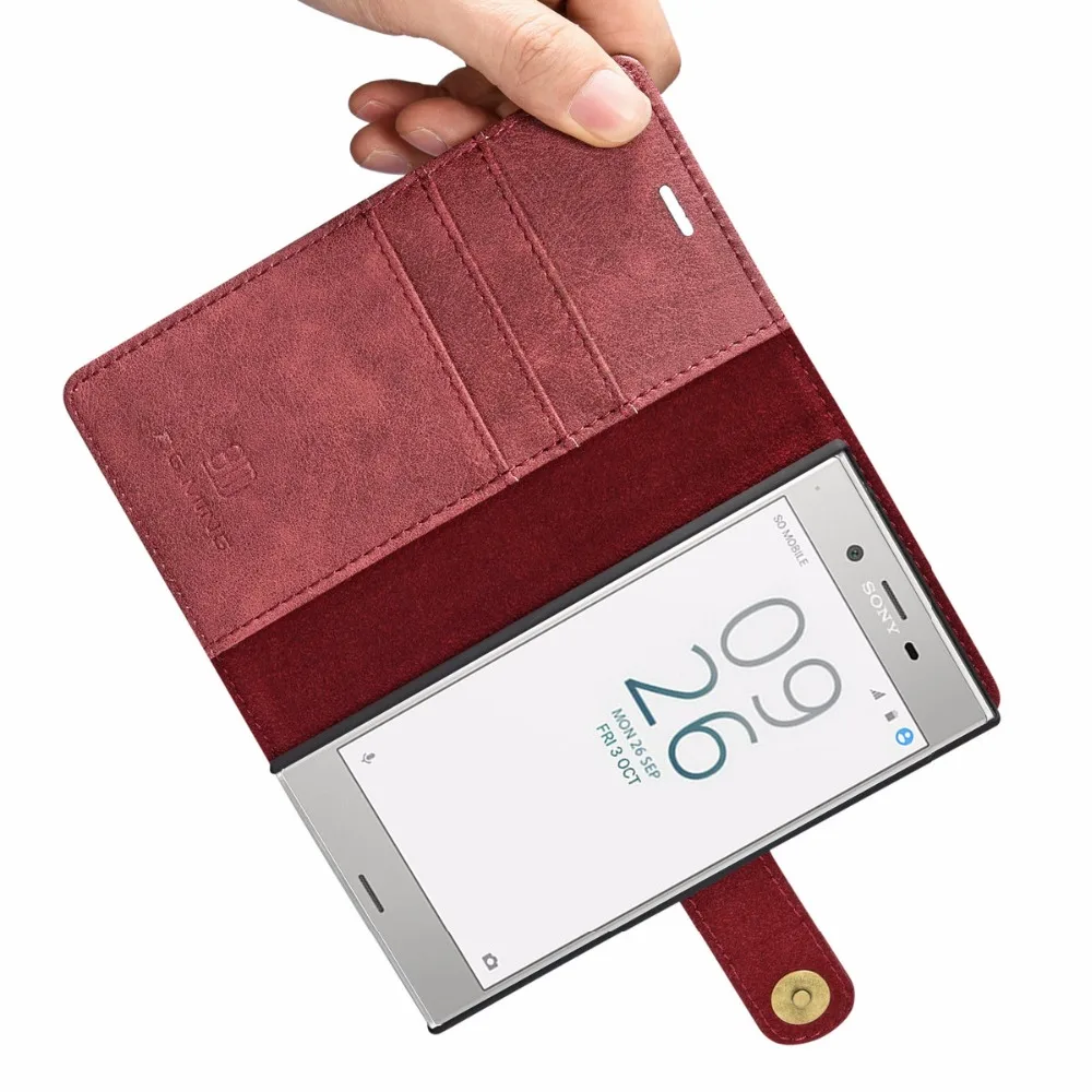 

DG.MING XZs Wallet Case For Xperia X Compact Luxury PU Leather 3 Card Slot Detachable Magnetic Cover for Sony Xperia XZ Case