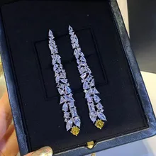 Дизайнерские Модные ювелирные изделия из меди 3а кубического циркония вечерние серьги