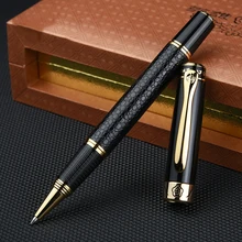 Роскошная Черная Ручка-роллер с золотым зажимом 0,5 мм, хорошие металлические ручки для письма, для бизнеса, офиса, подарок в оригинальной коробке