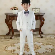 Нотч две кнопки белые модные детские костюмы таможенные Homme смокинги Свадебная вечеринка выпускного вечера блейзер(куртка+ брюки+ галстук-бабочка+ жилет