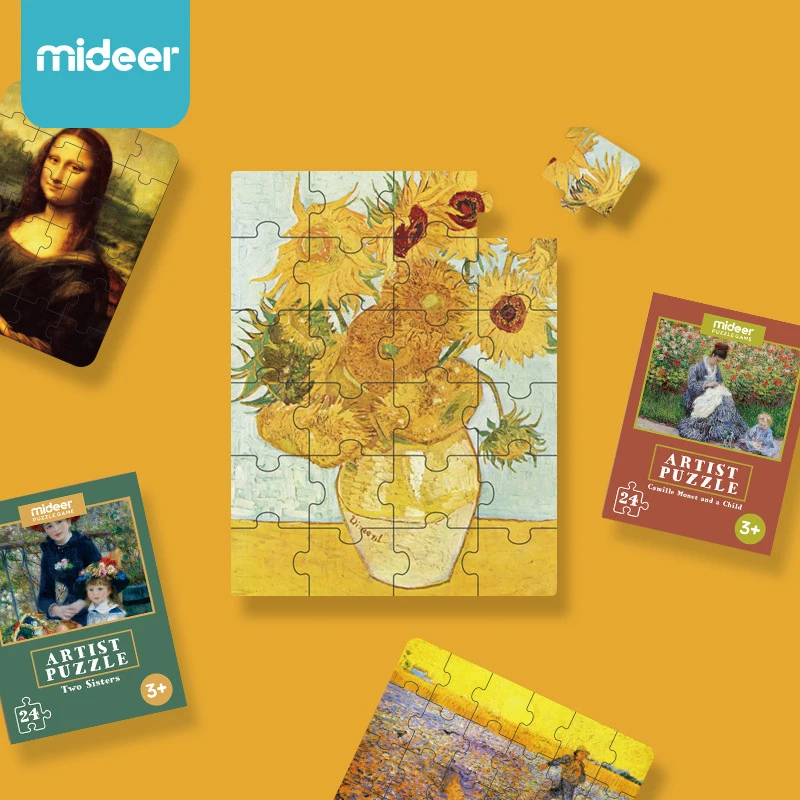 

MiDeer Artist Puzzle Game Children World Famous Painting Art Cognition Paper Puzzle Early Learning Educational Toys For Kids 3Y+