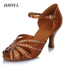 High Quality female Latin dance shoes satin diamond soft bottom high-heeled 6.5cm Salsa party ballroom dancing shoes training