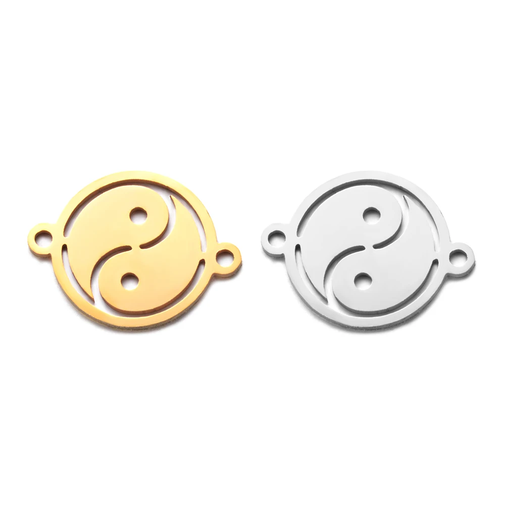 Подвески из нержавеющей стали с двумя отверстиями Taiji Ying and Yang аксессуары для