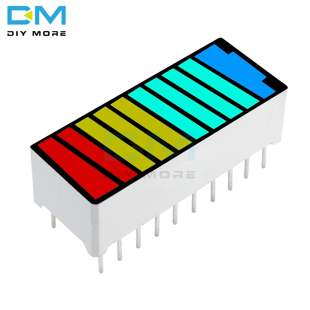 10 шт. 10 сегмент 4 цвета светодиодный Батарея уровень столбчатую диаграмму Мощность Дисплей индикаторный модуль красный желтый и зеленый цвета синий мульти-Цвет 5В лёгкая