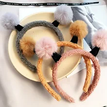 1 шт. повязки для женщин Имитация кроличьего волоса шаровая головная повязка мультяшный медведь волос головная повязка плюшевые G0408