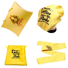 Изготовленный На Заказ печать ЛОГО парик упаковка Набор Шелковый шнурок Карманный волос упаковка атласные сумки кисточкой женский парик сумка для хранения