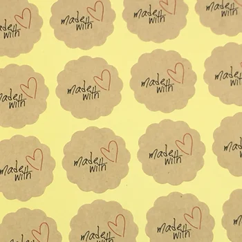 

300Pcs/Lot Stickers Hand made Kraft Paper White Brown Circle Seal Sticker Diameter 3cm Round Paper Packaging Labels
